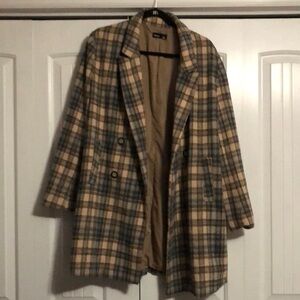 Long flannel plaid shacket